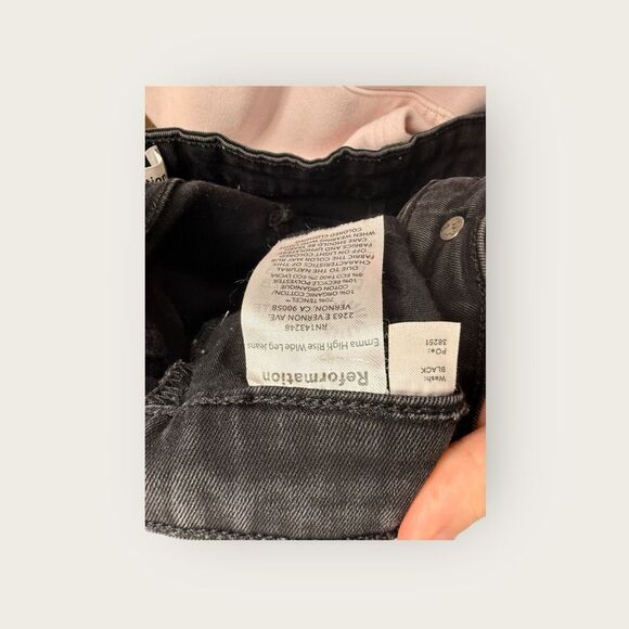 Reformation Emma High Rise Wide Leg Jeans Black Size 27 - Picture 6 of 6